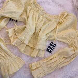 Yellow Off-Shoulder Ruffle Top